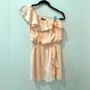 Sequin Hearts One Shoulder Mini Dress in Blush size Medium
